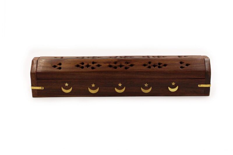 Small Moons and stars Wood Incense Chest Holder - Crystal Dreams