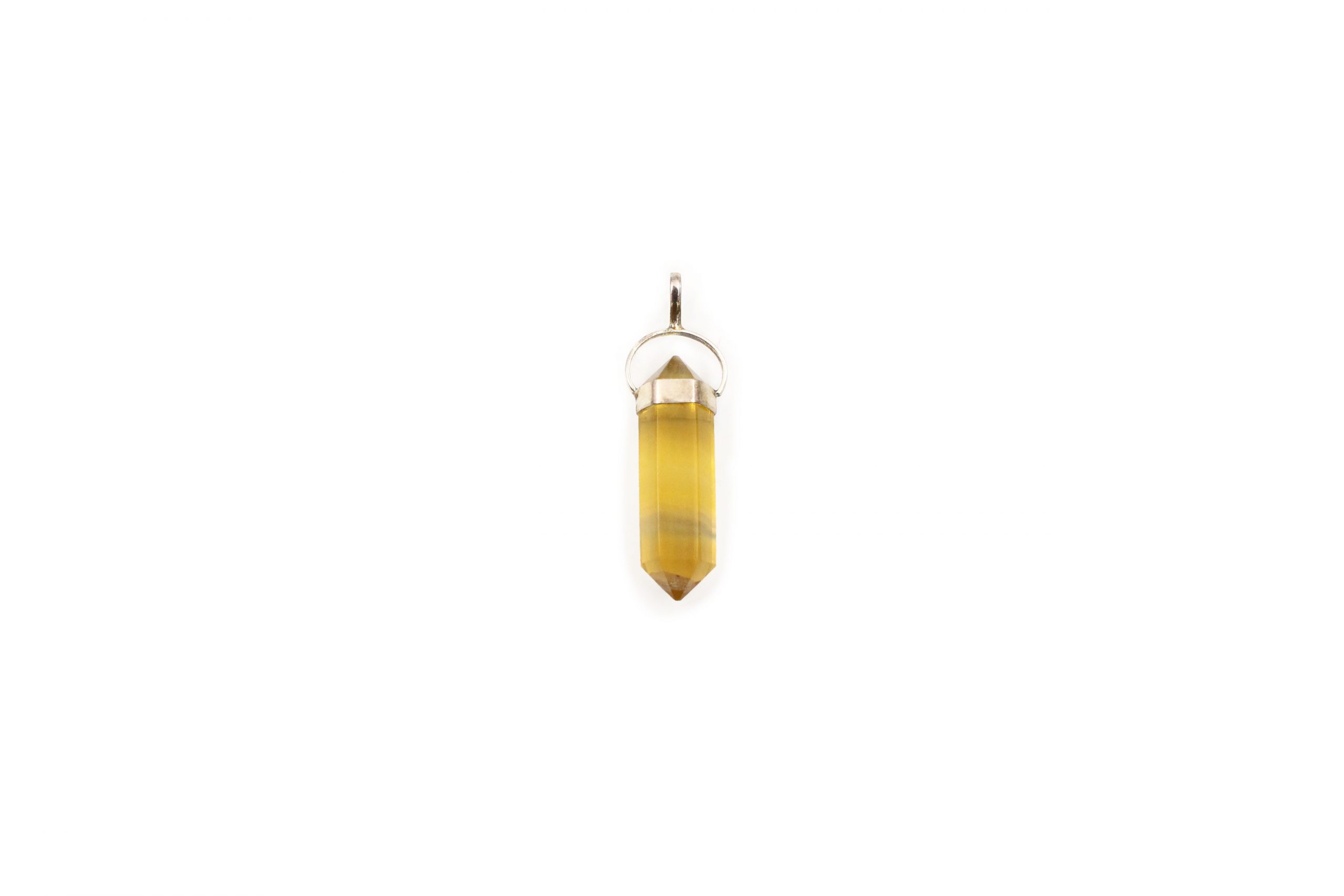 Yellow Fluorite Twin Point Pendant Sterling Silver - Crystal Dreams