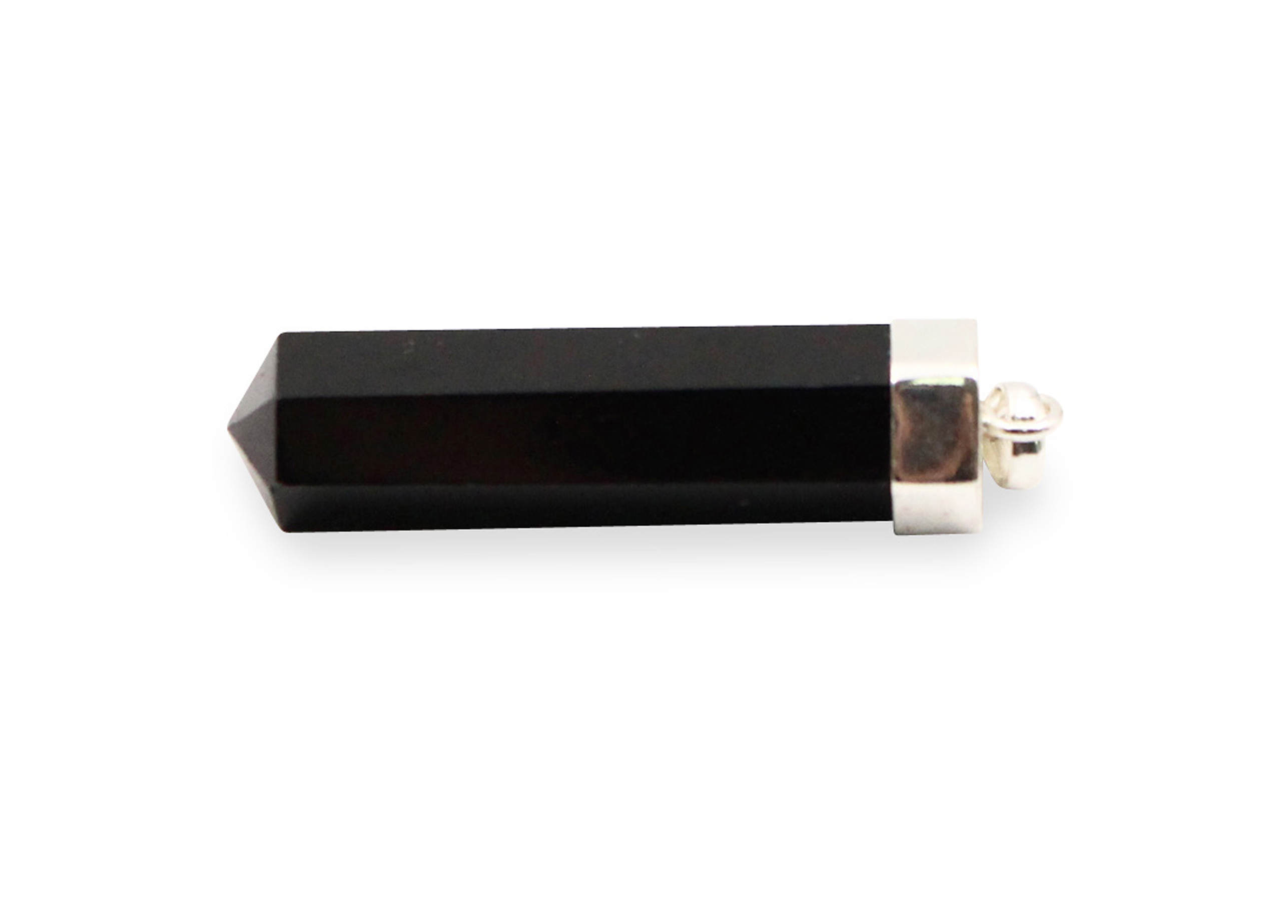 Black Tourmaline "Polished Point" Pendant Sterling Silver - Crystal Dreams