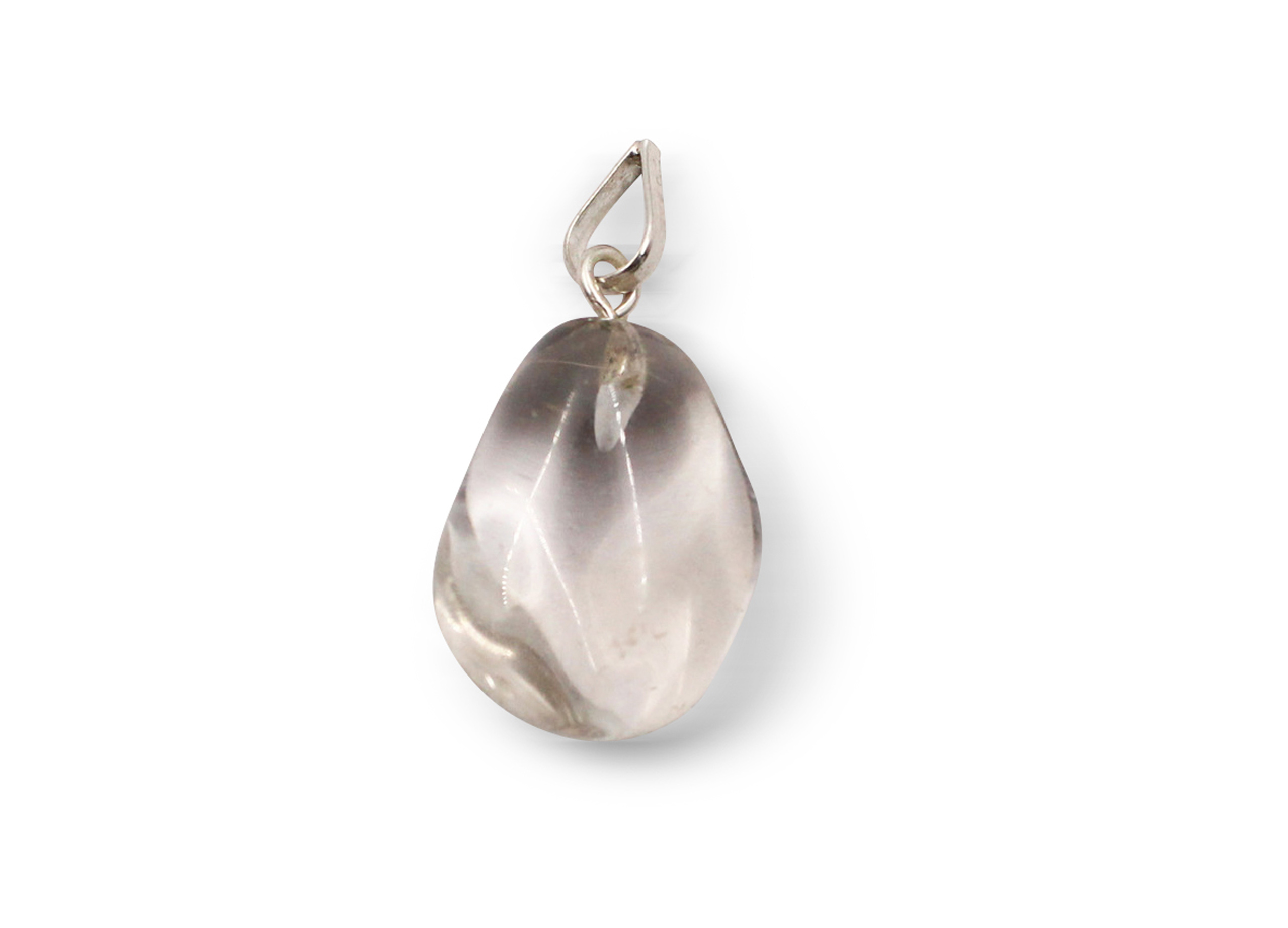Clear Quartz Tumbled Sterling Silver Pendant - Sterling Silver