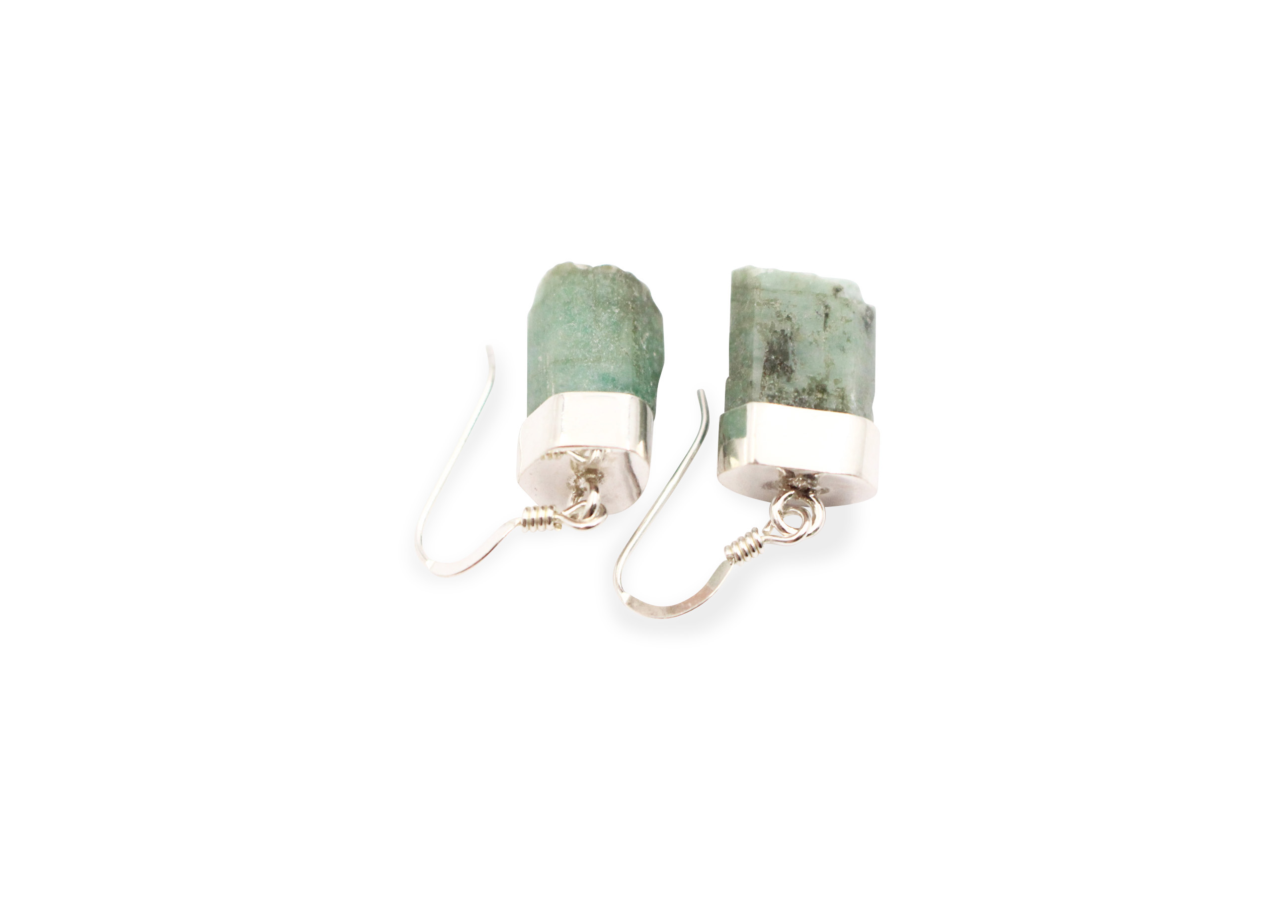 Emerald Rough Sterling earrings Sterling Silver-Crystal Dreams