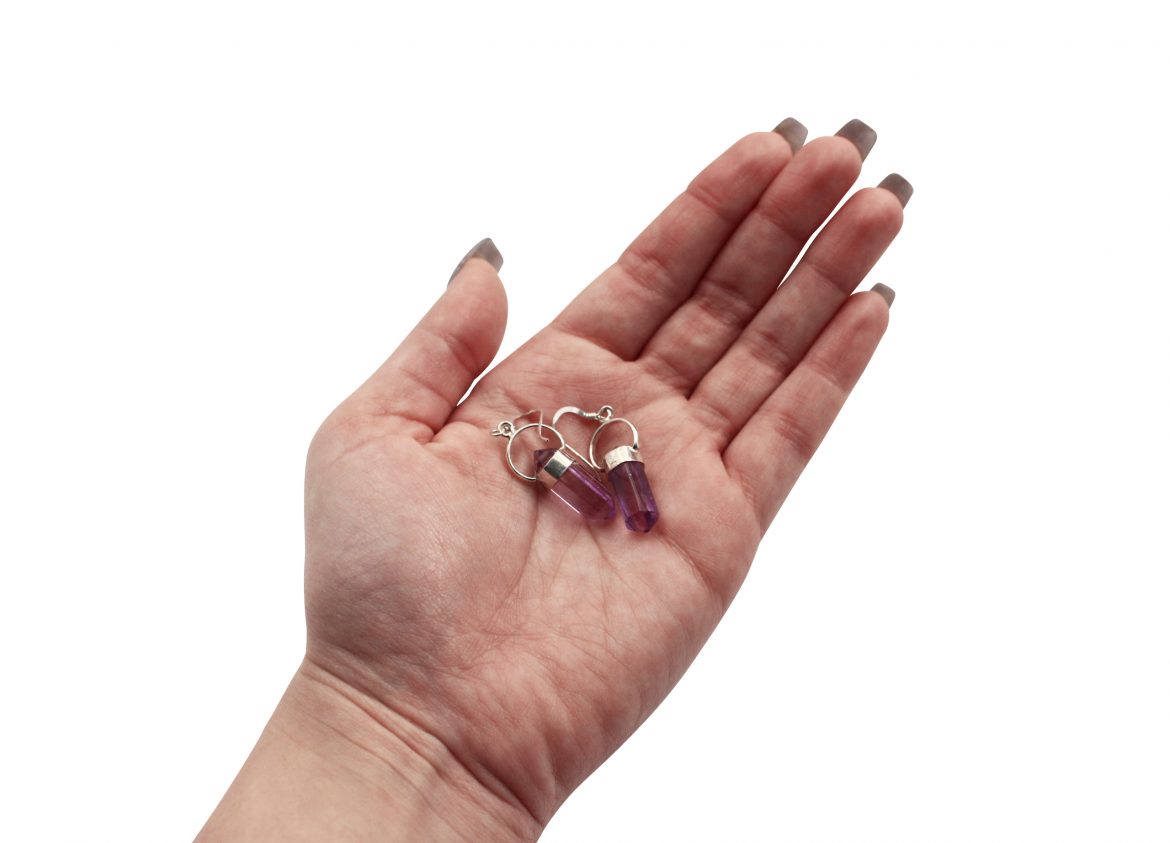 Fluorite "Point" Sterling Silver Earrings - Crystal Dreams World