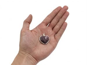 Pendentif ”coeur” de rhodonite en argent sterling