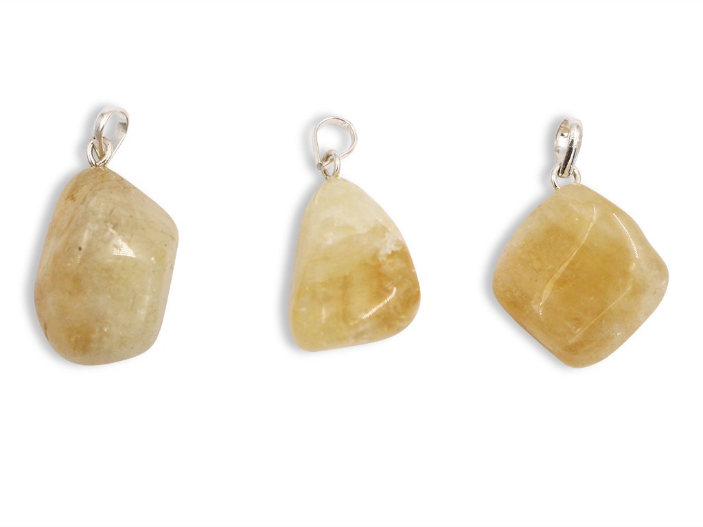 Citrine Tumbled Sterling Silver Pendant