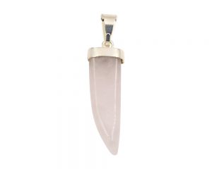 Pendentif de quartz rose “horn tailsman” en argent sterling