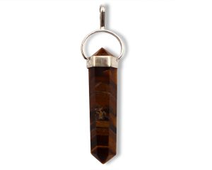 Tiger Eye “Double Point” Sterling Silver Pendant