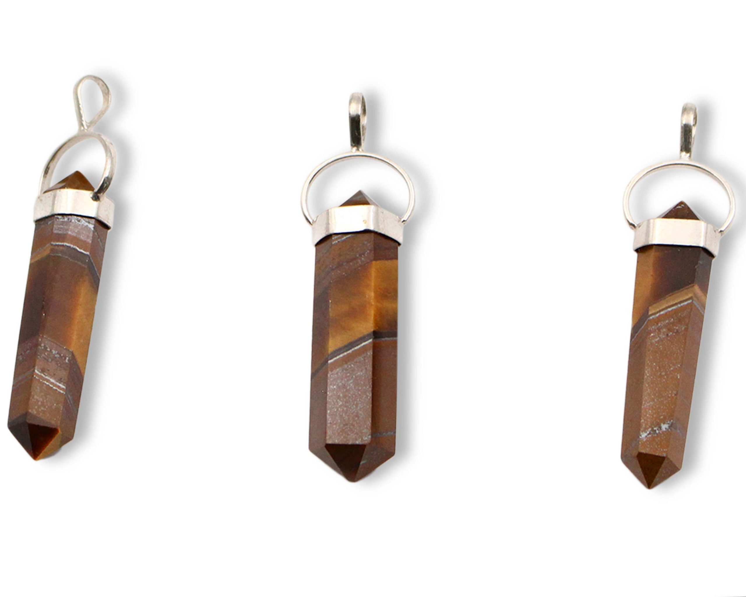 Tiger Eye "Double Point" Sterling Silver Pendant - Crystal Dreams