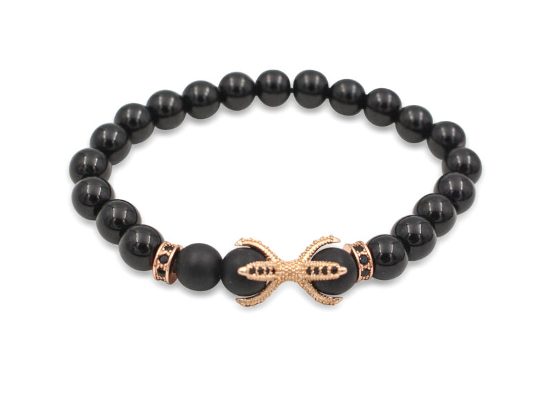 Black Agate Bracelet with Starfish Charm- Crystal Dreams