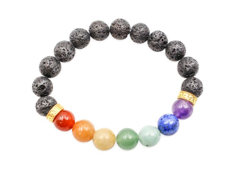 Lava Stone Chakra Bracelet 6mm, 8mm or 10mm - Crystal Dreams