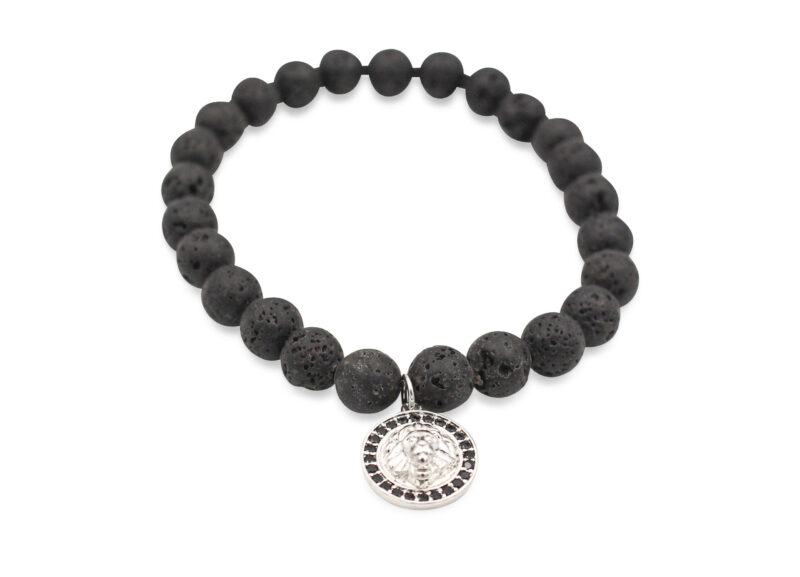 Lava Stone Bracelet With Lion Charm- Crystal Dreams