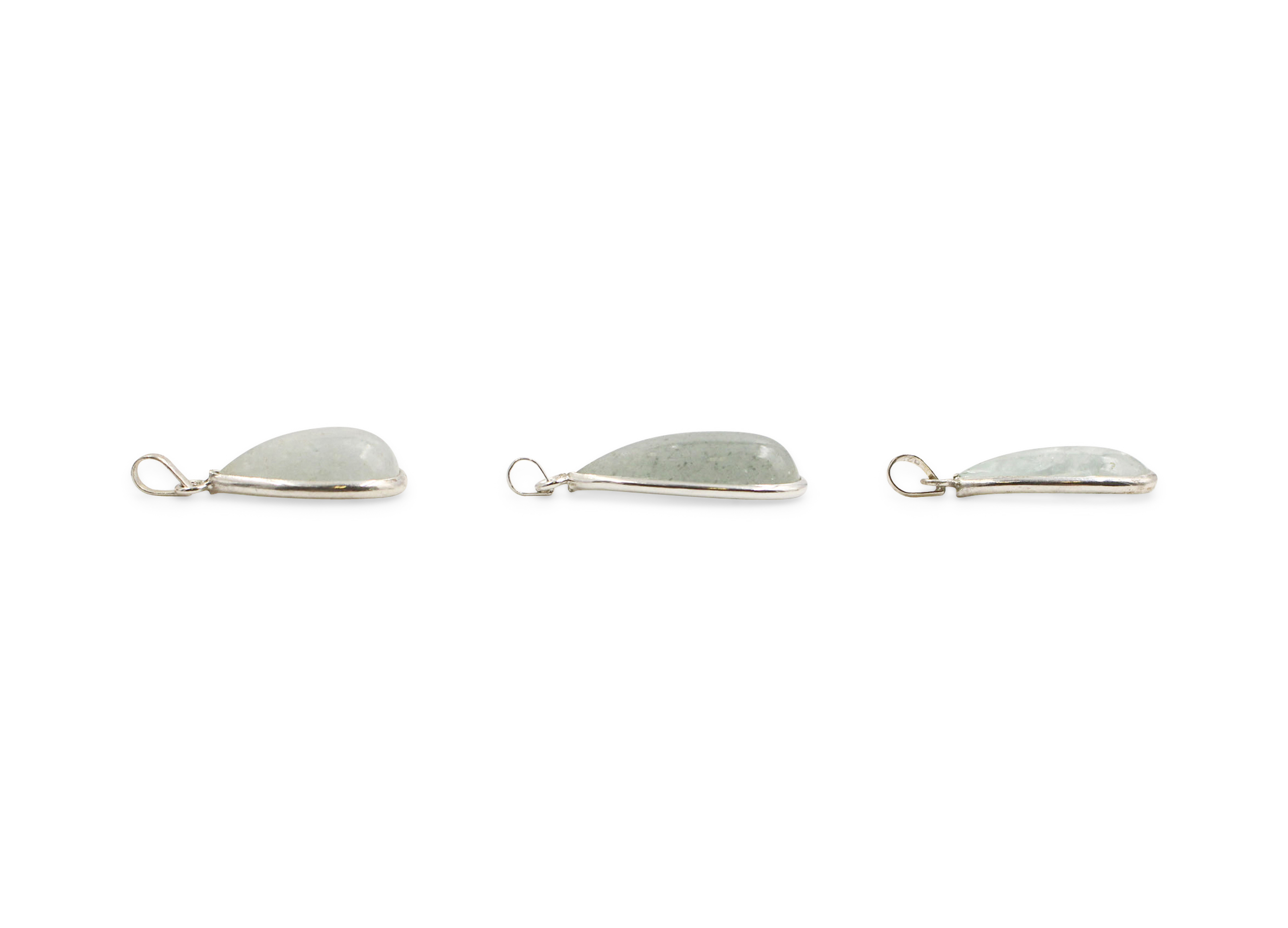 Aquamarine "Drop" Cabochon Sterling Silver Pendant - Crystal Dreams