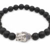 Matte Black Agate Bracelet with Buddha Charm (8mm)- Crystal Dreams