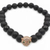 Matte Black Agate Bracelet with Jaguar Charm (8mm)- Crystal Dreams