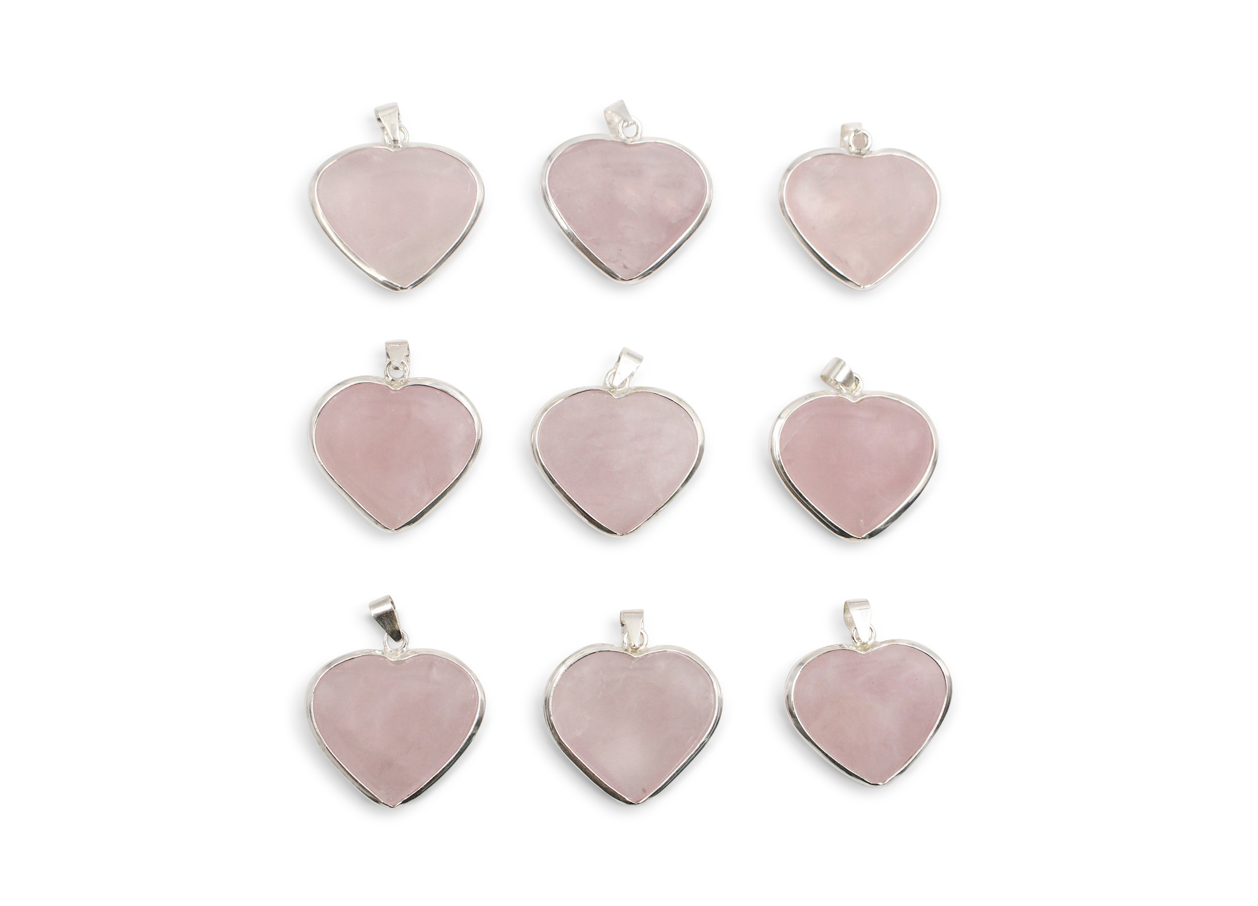 Rose Quartz Heart Sterling Silver Pendant - Crystal Dreams