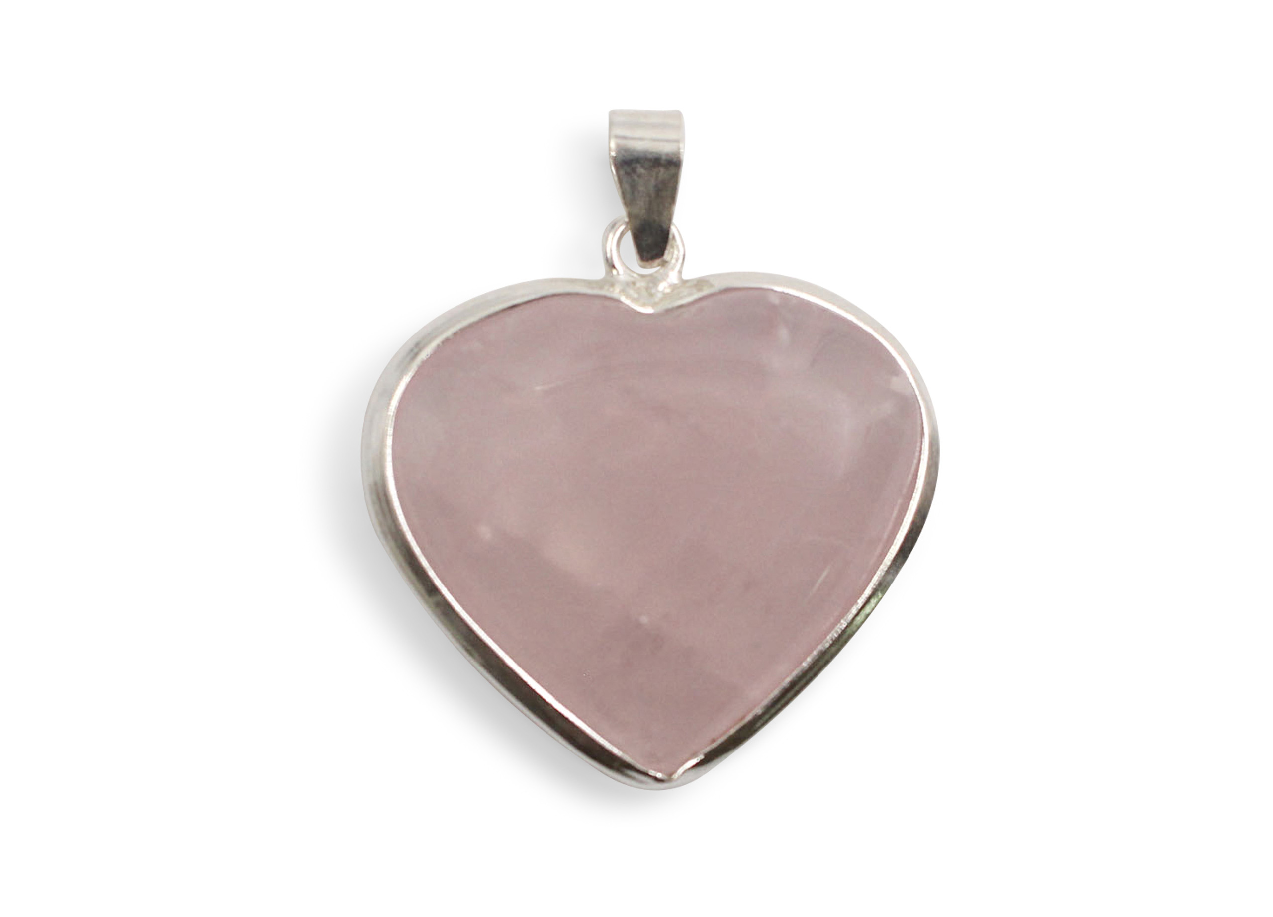 Rose Quartz Heart Sterling Silver Pendant - Crystal Dreams