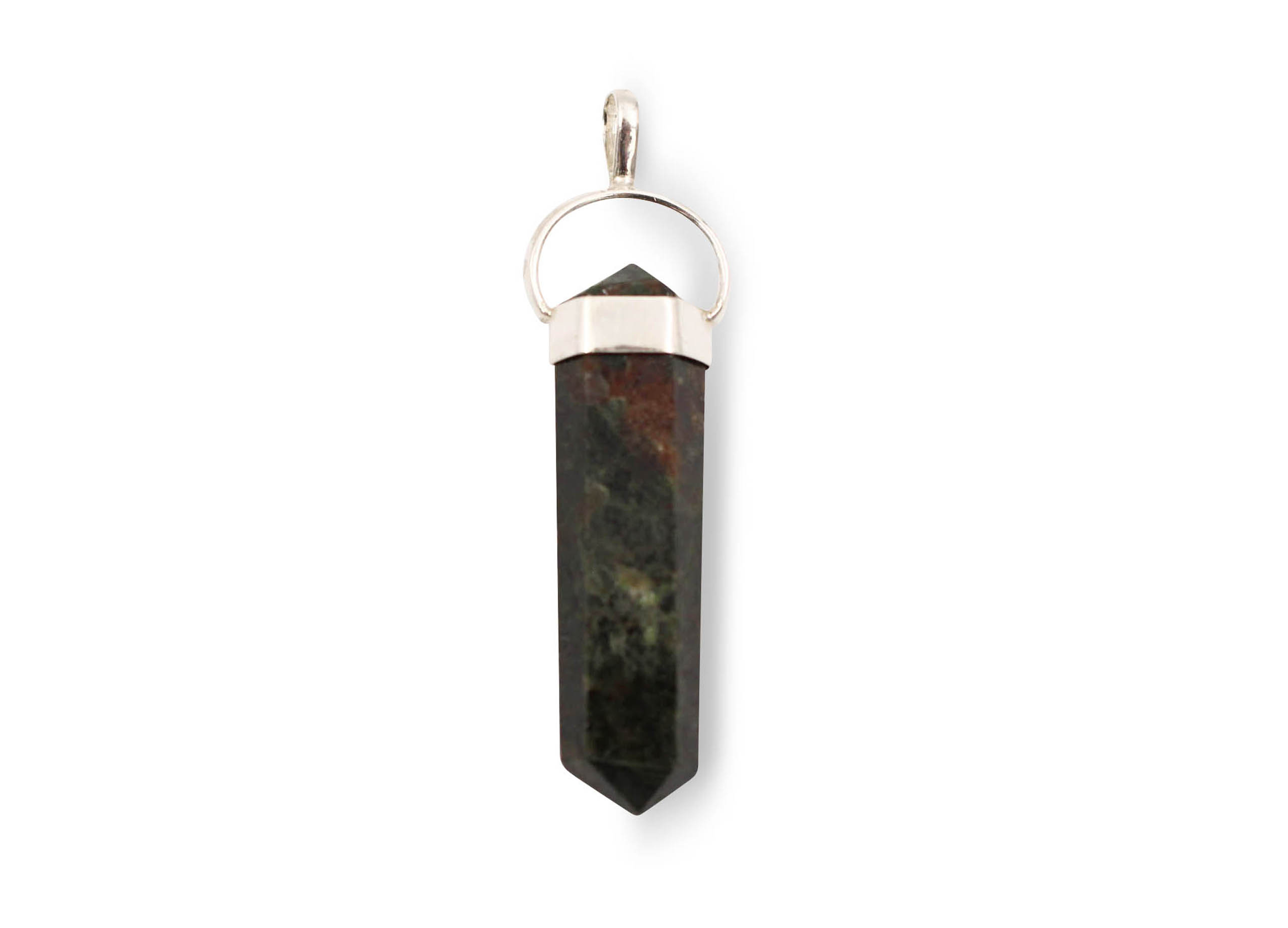 Red & Green Garnet "Twin Point" Sterling Silver Pendant - Crystal Dreams