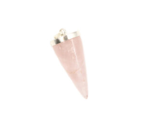 Pendentif de quartz rose «cone» en argent sterling