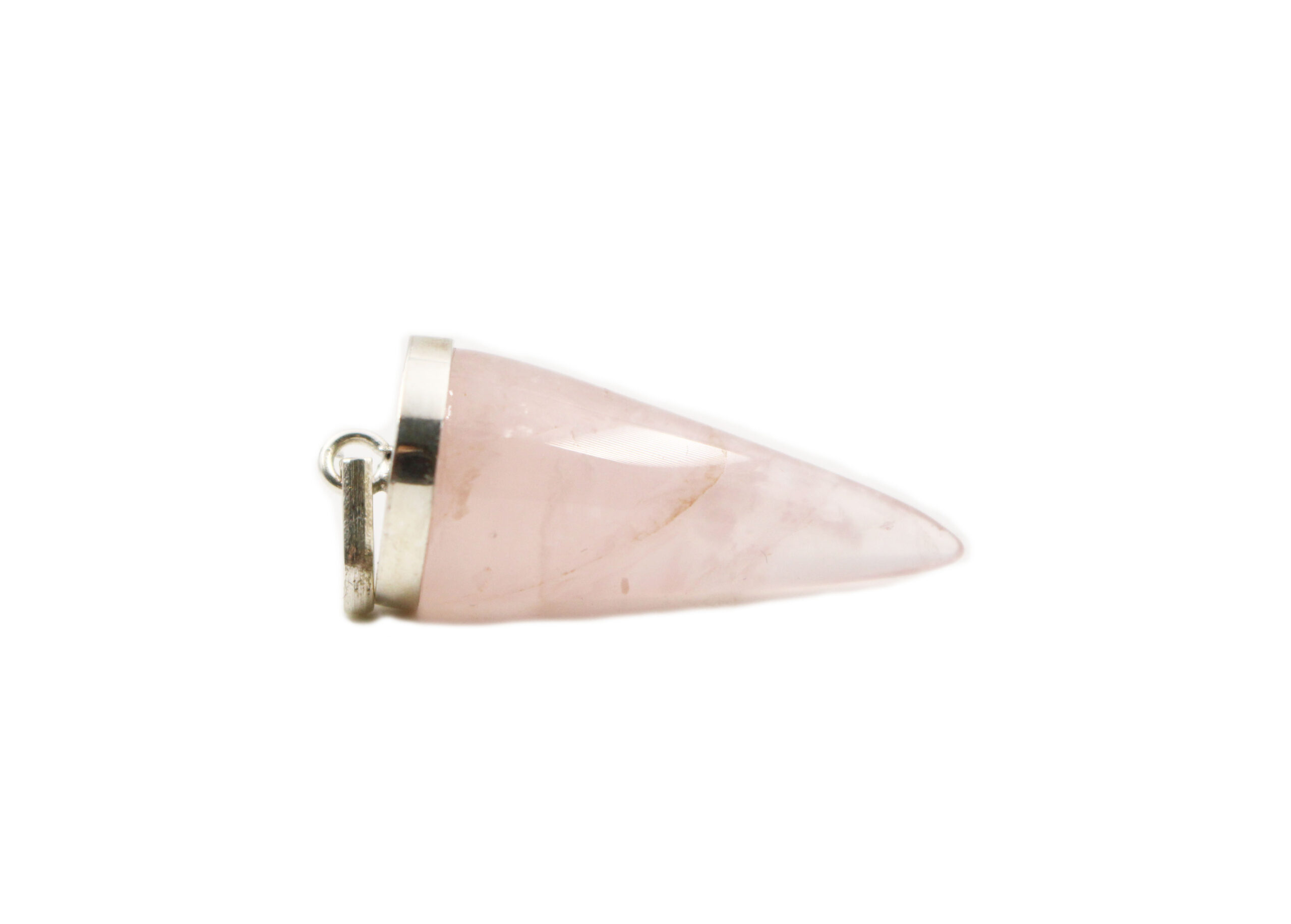 Rose Quartz "Cone" Pendant Sterling Silver - Crystal Dreams