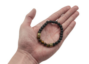 Matte Black Agate & Tiger Eye Bracelet (8 mm)