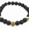 Matte Black Agate Bracelet with Sphere Charm- Crystal Dreams