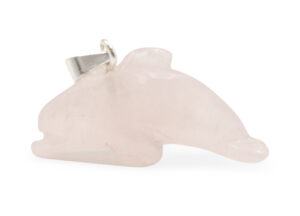 Pink Rose Quartz Dolphin Drilled Pendant Sterling Silver