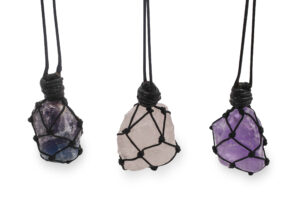 Rough Gemstone in Wrapped Net Necklace