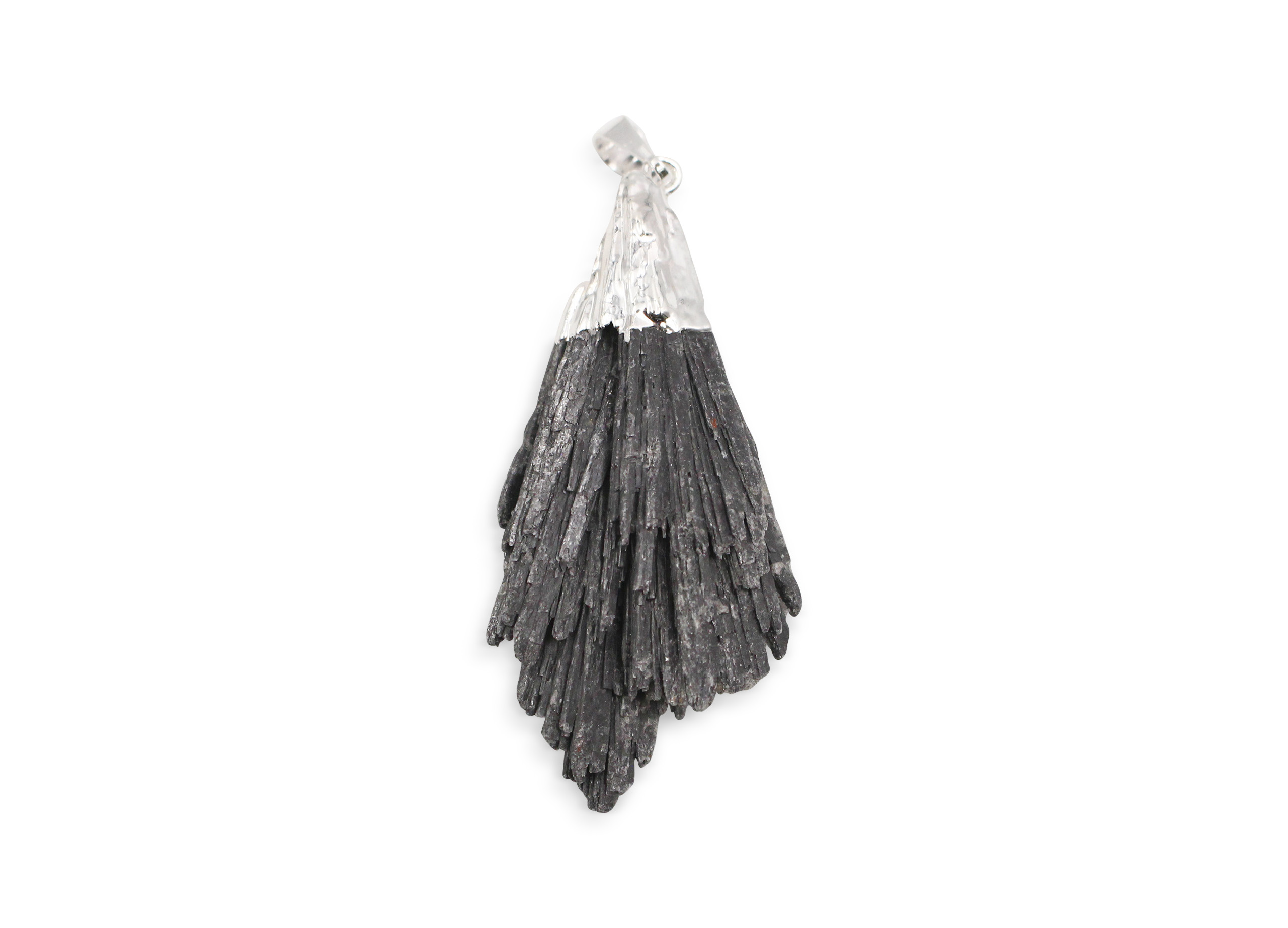 Rough Black Kyanite Pendant Silver Colour - Crystal Dreams