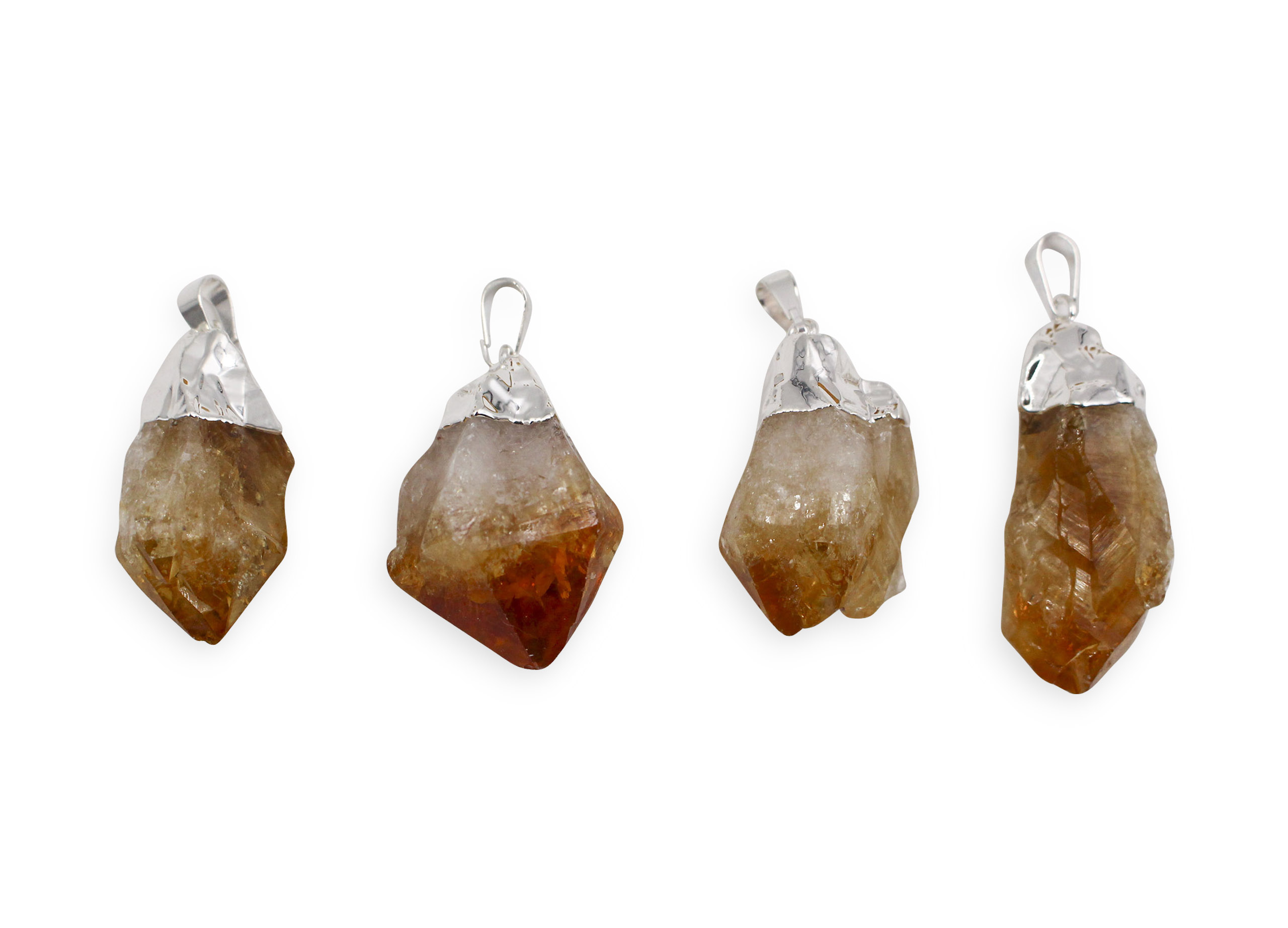 Citrine Polished Point Pendant Silver Colour - Crystal Dreams