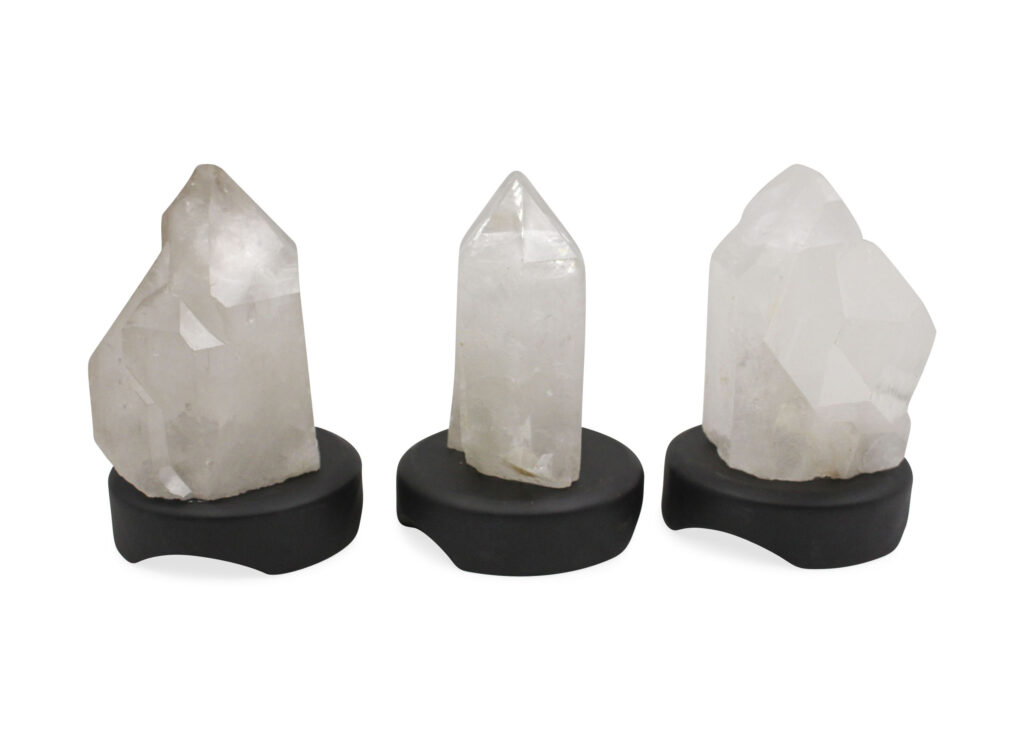 Clear Quartz Point Lamp Wood Base - Crystal Dreams