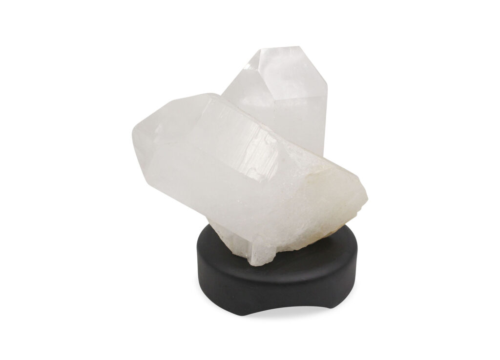 Clear Quartz Point Lamp Wood Base - Crystal Dreams