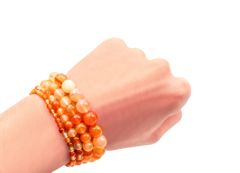 Orange Mixed Carnelian Bracelet (4 mm, 6 mm, 8 mm or 10 mm)