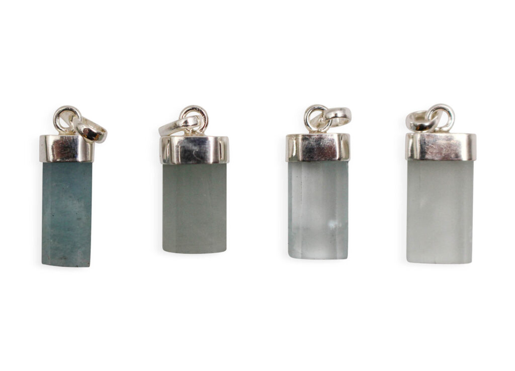 Aquamarine Polished Sterling Silver Pendants - Crystal Dreams