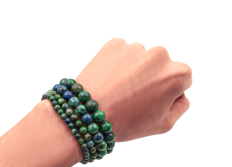 Bracelet d’azurite et malachite (4 mm, 6 mm, 8 mm ou 10 mm)