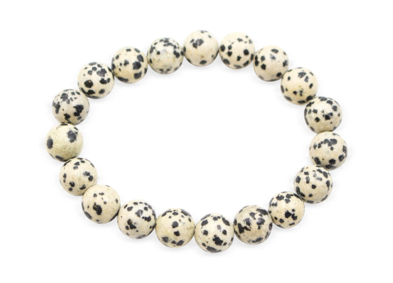 Bracelet de jaspe dalmatien (4 mm, 6 mm, 8 mm ou 10 mm)