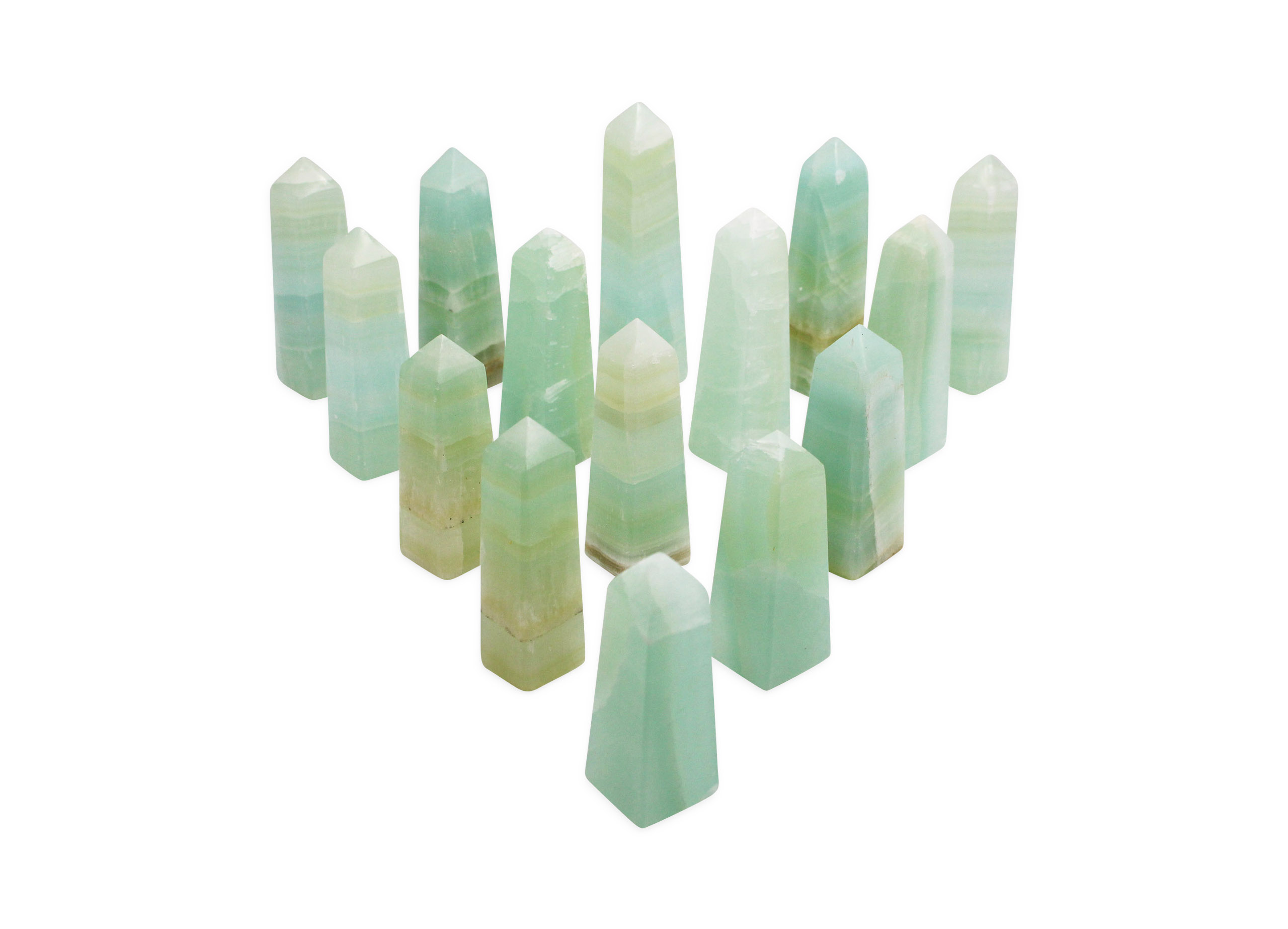 Green Pistachio Calcite Tower Prism Point - Crystal Dreams