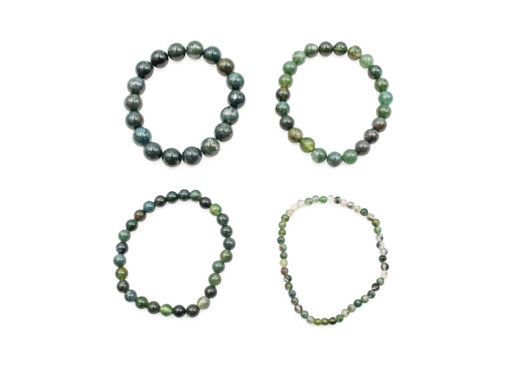 Moss Agate Bracelet (4mm, 6mm, 8mm, or 10mm) - Crystal Dreams