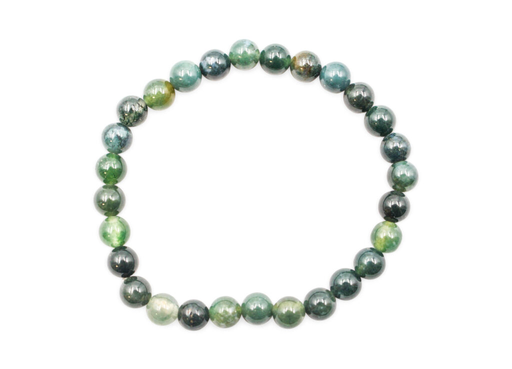 Moss Agate Bracelet (4mm, 6mm, 8mm, or 10mm) - Crystal Dreams