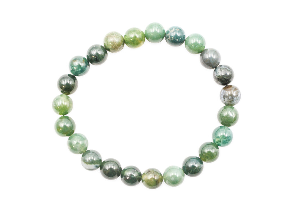 Moss Agate Bracelet (4mm, 6mm, 8mm, or 10mm) - Crystal Dreams