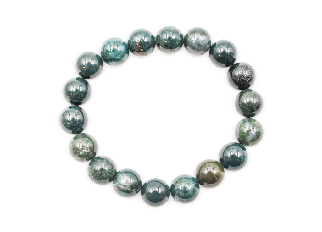 Moss Agate Bracelet (4mm, 6mm, 8mm, or 10mm) - Crystal Dreams