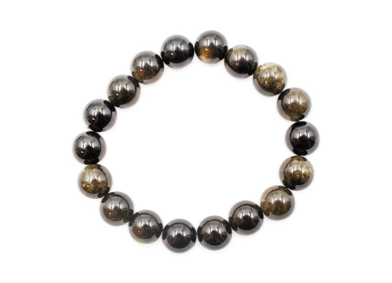 Bracelet d’obsidienne dorée (4 mm, 6 mm, 8 mm ou 10 mm)