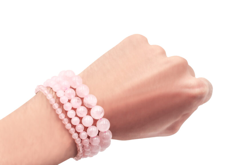 Bracelet de quartz rose (4 mm, 6 mm, 8 mm ou 10 mm)