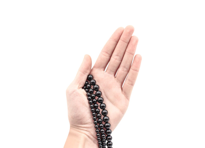Billes en tourmaline noire (6 mm, 8 mm ou 10 mm)