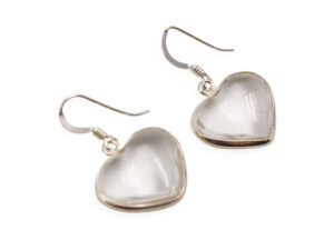 Clear Quartz “Single Heart” Sterling Silver Earrings