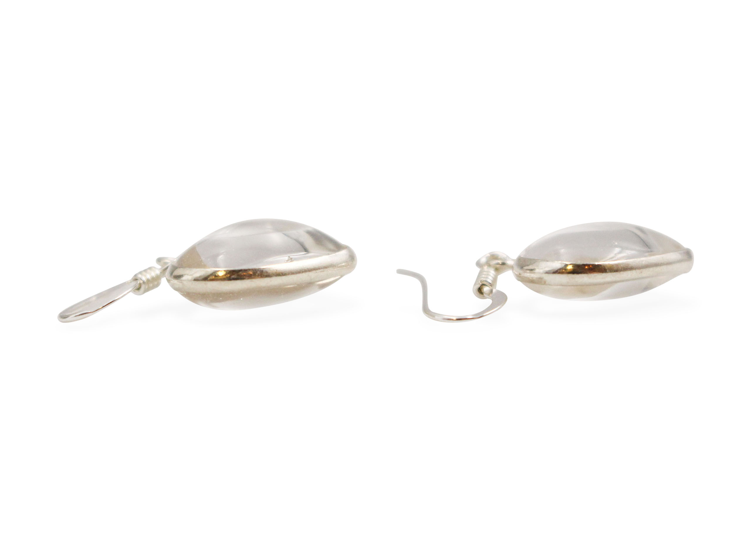 Clear Quartz Single Heart Sterling Silver Earrings - Crystal Dreams