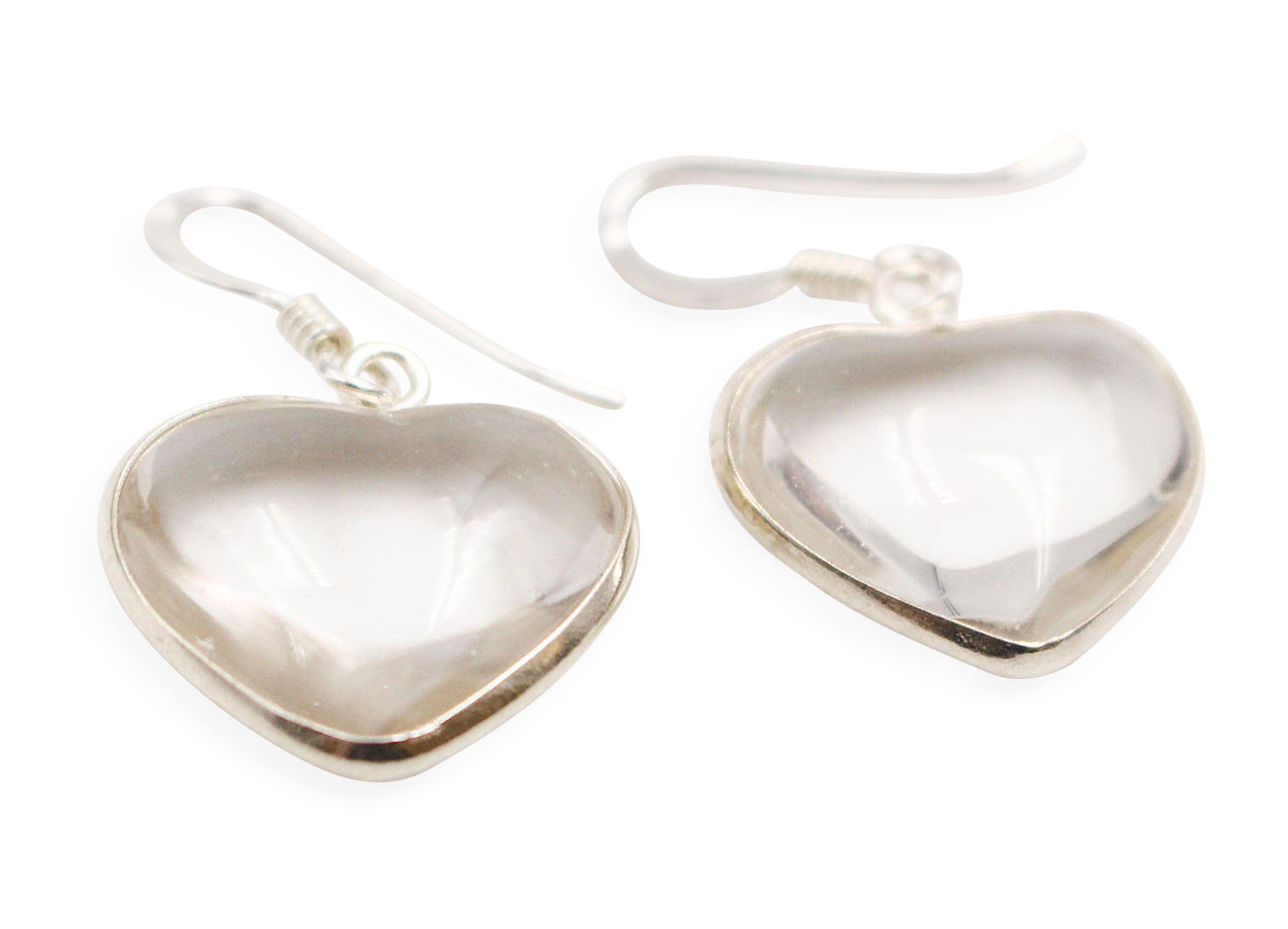 Clear Quartz Single Heart Sterling Silver Earrings - Crystal Dreams
