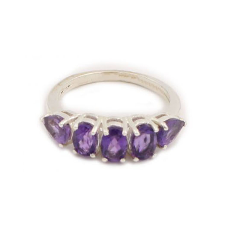 Amethyst Squares Sterling Silver Ring - Crystal Dreams