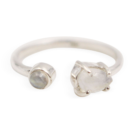 Moonstone Twin Sterling Silver Ring - Crystal Dreams