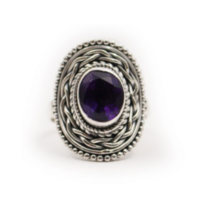 Amethyst “Round” Sterling Silver Ring