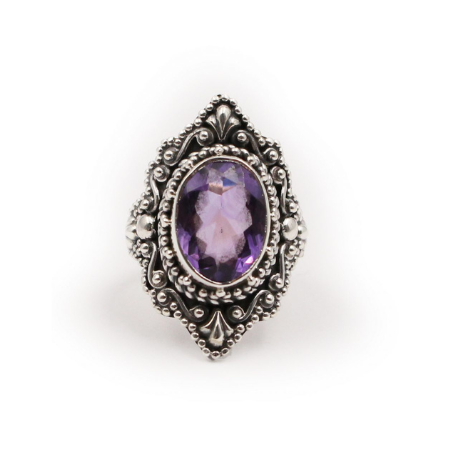 Amethyst Ovoid Ring In Sterling Silver - Crystal Dreams