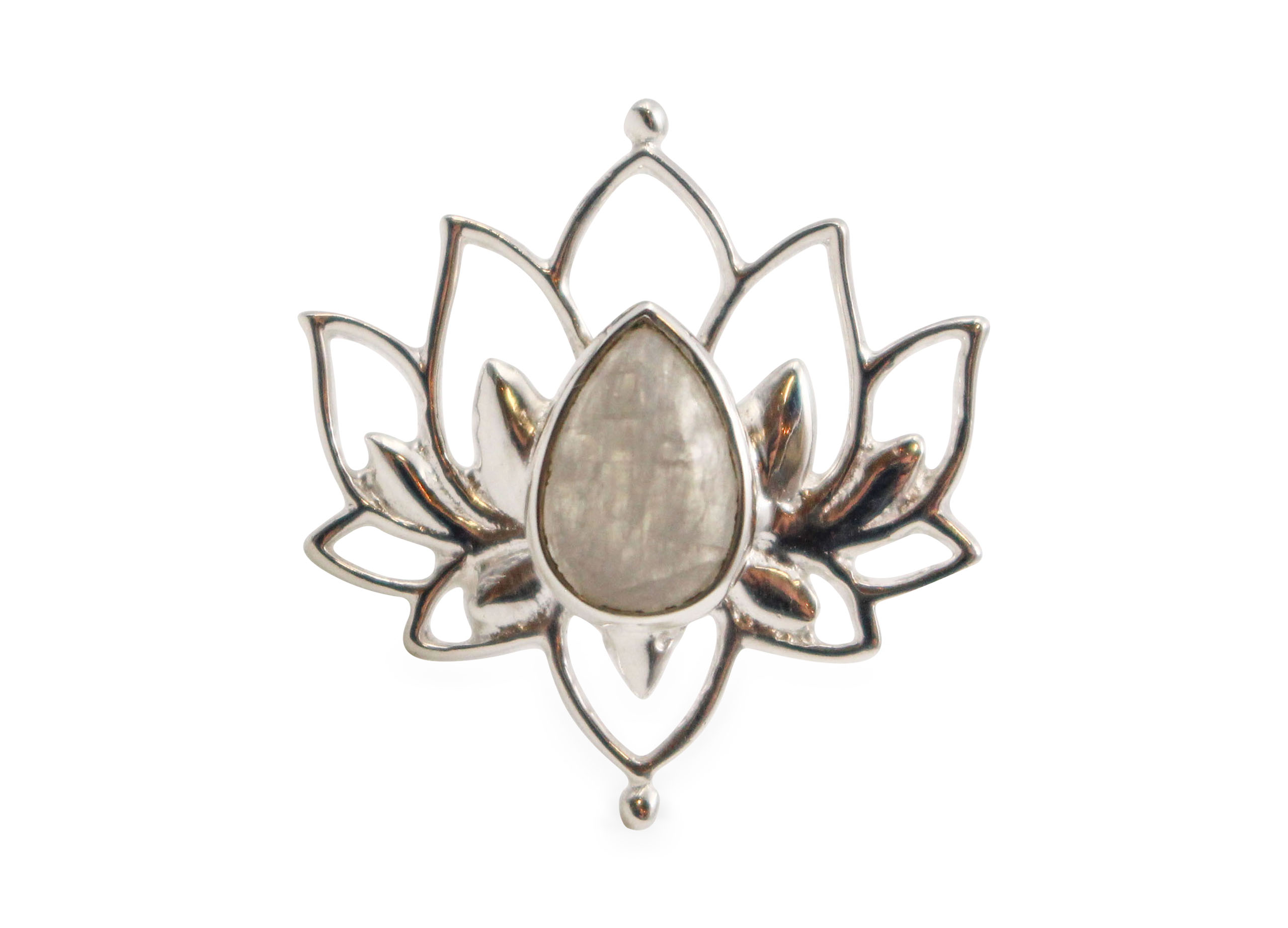 Variable Moonstone Lotus Sterling Silver Ring - Crystal Dreams
